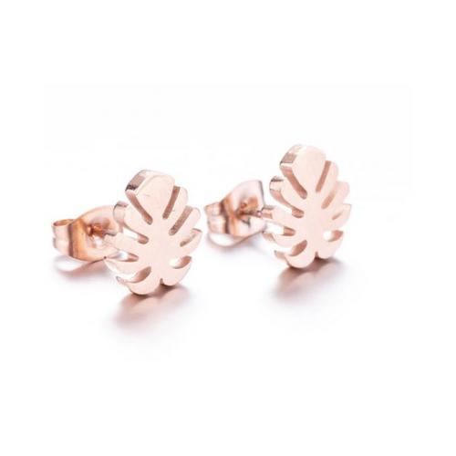 We Heart This Rose Gold Tiny Monstera Earrings