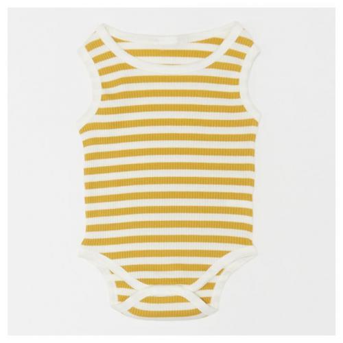 Unisex Striped Baby Grower Yellow and White