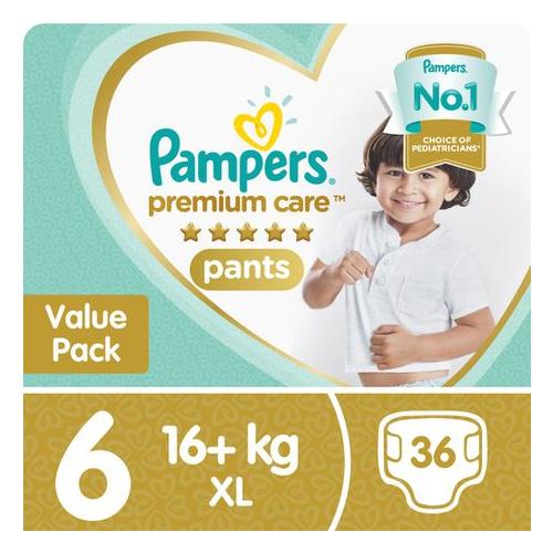 Pampers Premium Care Pants - Size 6, 36 Nappies, Airflow Skin Comfort