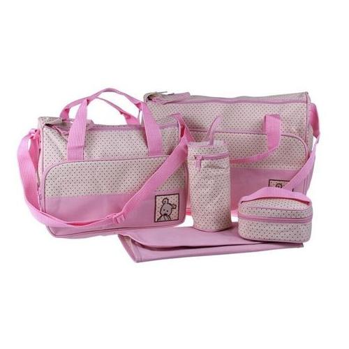 Multifunctional Baby Diaper Handbag Set 5 Piece - Pink