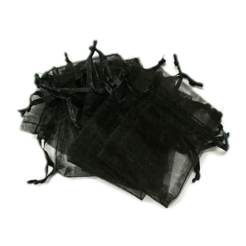 BEAD COOL - Bulk Gift Bag - 100pcs - Black - 10 by 12cm - Organza bag
