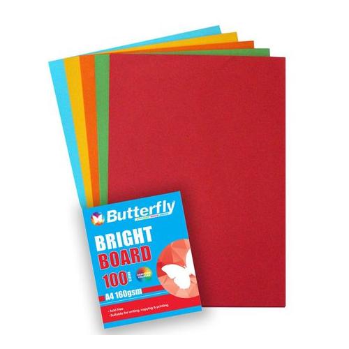 Butterfly Mixed A4 Bright Board - Pack Of 100