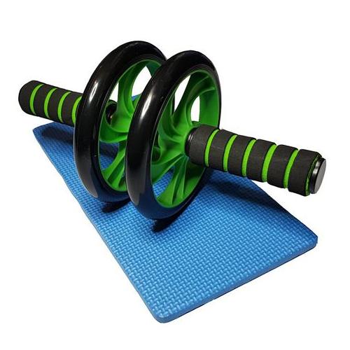 Ab Wheel & Knee Mat - Dual Wheel Roller - Green