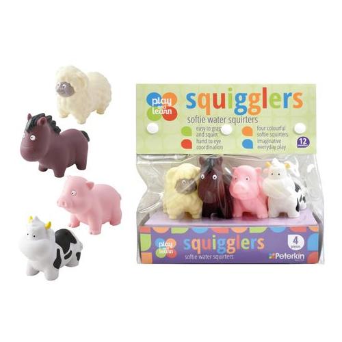 Farm Animals Bath Toy Water Squirters Set - 4 Pieces