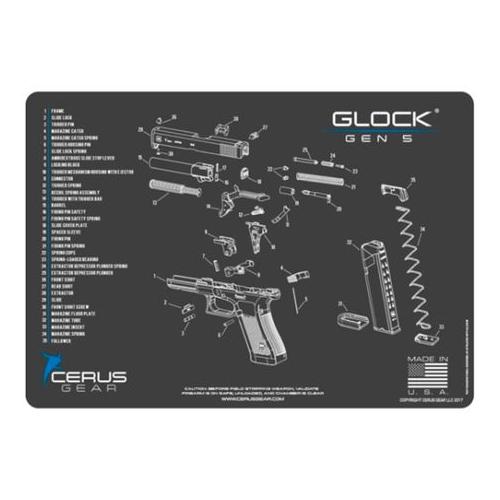 Cerus Gear Handgun Promat Cleaning Mat - Glock Gen5 Schematic - Grey