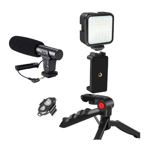 Andowl Vlogging Kit with Tripod LED Video Light & Phone Holder Q-ZJ09