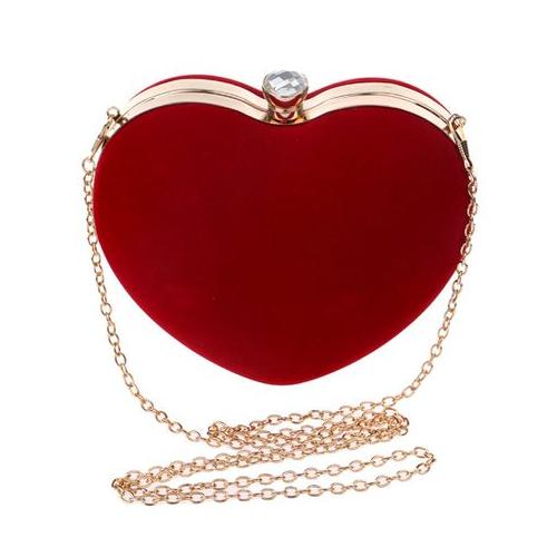 Heart Shaped Purse Wedding Evening Party Handbag-Red