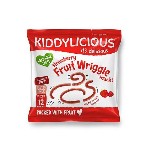 Kiddylicious Strawberry Fruit Wriggles - Multi-Pack - 18 x 12g