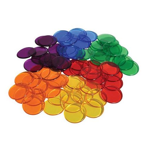 EDX Education Round Multi-Coloured Transparent Counters: 250 Pieces