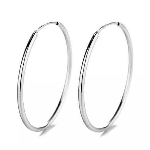 925 Sterling Silver Big Round Thin Hoop Earrings