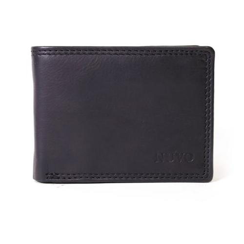 Nuvo - 073 Genuine Leather Men's bi-fold Wallet - Black