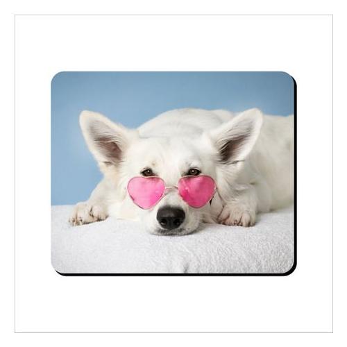 Mouse Pad - Cool Dog Pink Glasses