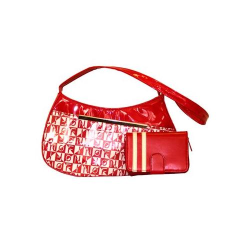 Fino SK-046+SK-99901 Patent Leather Top Handle Handbag with Purse Set