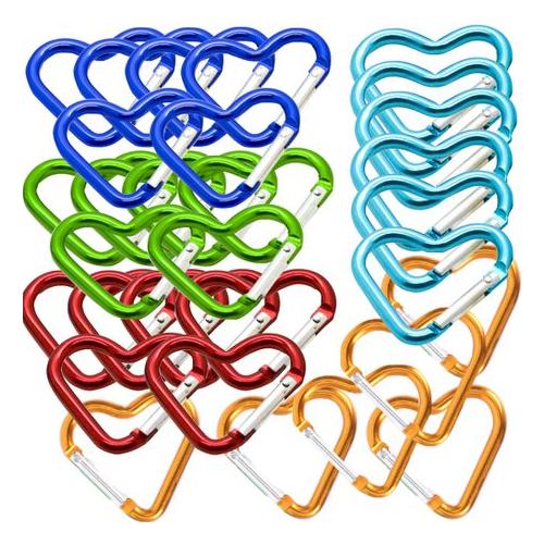 Camping Clip Carabiner Keychain Heart Set Of 30