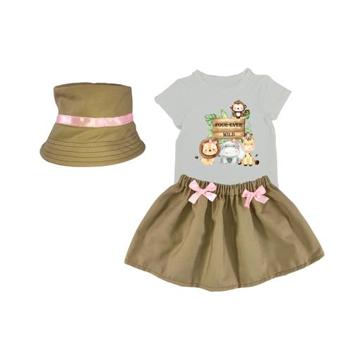 Fourth Birthday-Shirt,skirt &hat-Wild One/Safari