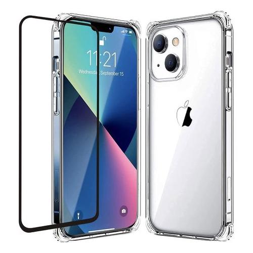 World Choice Clear Pouch Gel Case & 9D Tempered Glass for iPhone 13 Mini