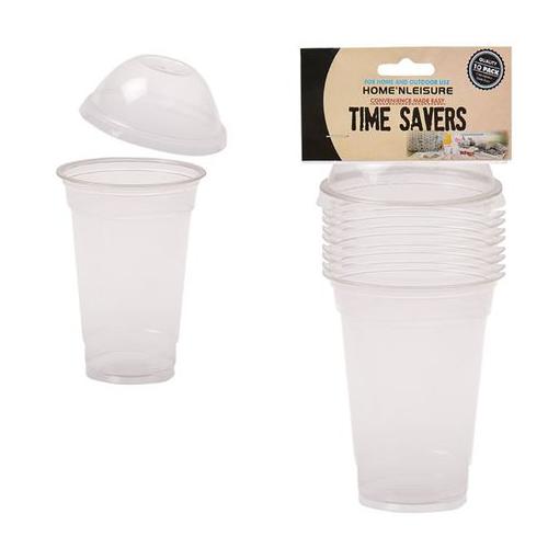 Bulk Pack x 6 Disposable Plastic Dome Shaped Cups - 300ml 10 Pieces Per Pack