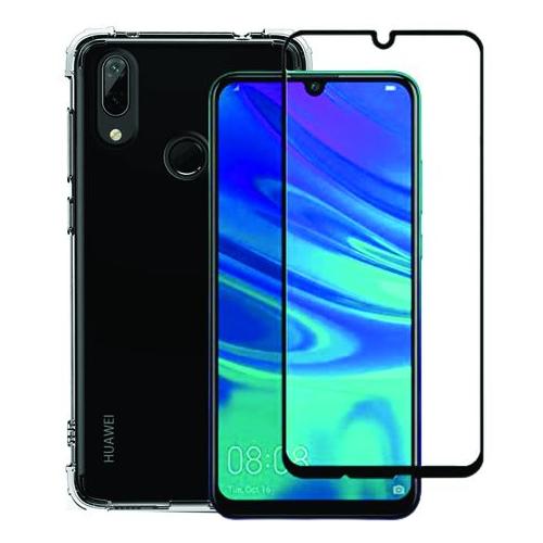 World Choice Clear Pouch Gel Case & 9D Tempered Glass for Huawei Y7 2019