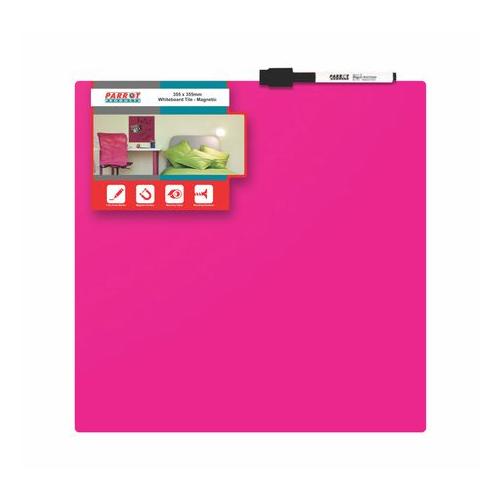 Parrot Whiteboard Tile Magnetic 355 x 355mm - Pink