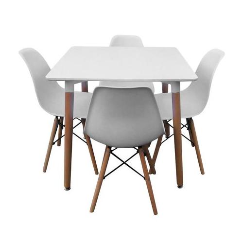 Square Table with 4 Chairs - White