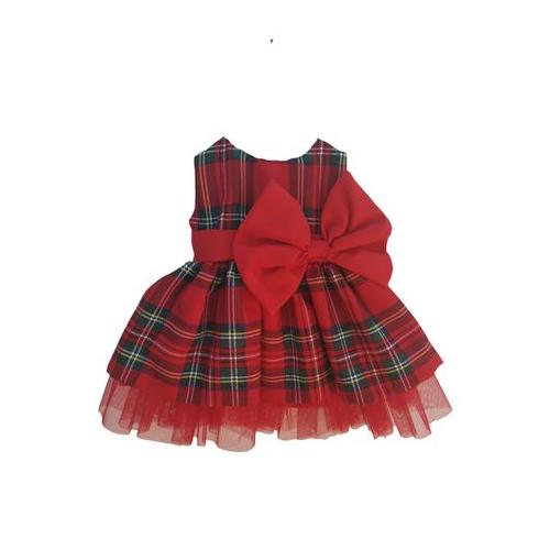 Red Tartan Dress With Red Tulle