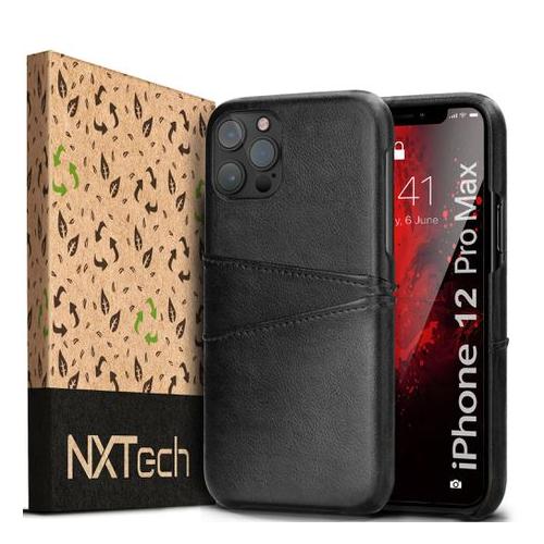 NXTech iPhone 12 Pro Max Slim Black Leather Wallet Case - 2 Card Slots