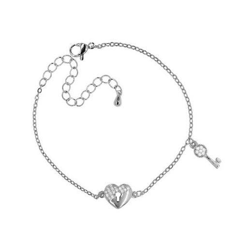 iDesire Heart Cubic Zirconia Bracelet with Key Charm-IB11