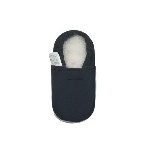Pitta-Patta Soft Fleece Baby Shoe Slippers - Charcoal Size 2