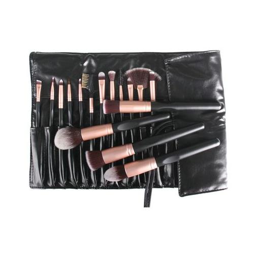 16 Piece Powder Foundation Eyeshadow Makeup Brush Set with PU Leather Bag