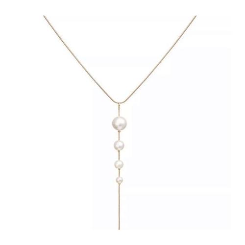 SilverCity Thin Gold Simulated Pearl Drop Necklace
