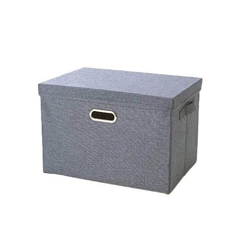 DHAO-Foldable Linen Fabric Clothing Storage Box Collapsible Organizer Grey