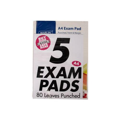 Book Exam-Pad 80-Sheets Punched 5 Pack (5 Pack)