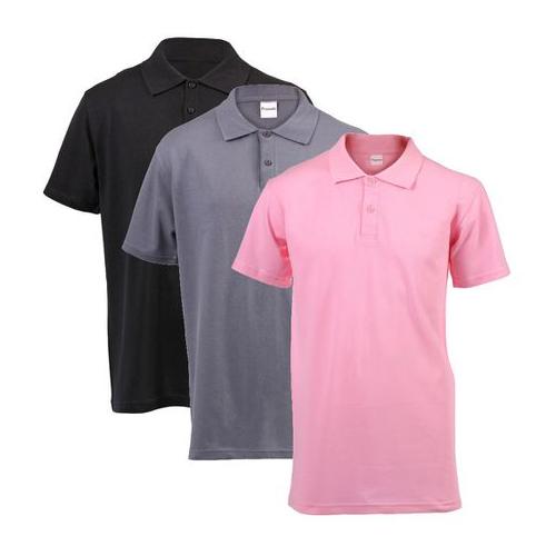 PepperST Polo Shirt - Mens - 3 Pack (Black, Grey & Pink)