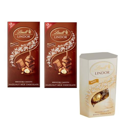 Lindt Lindor White Chocolate Truffles & Hazelnut Chocolate Bars
