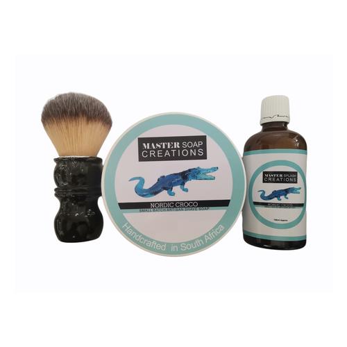 Shaving soap & aftershave splash & shaving brush combo Nordic Croco