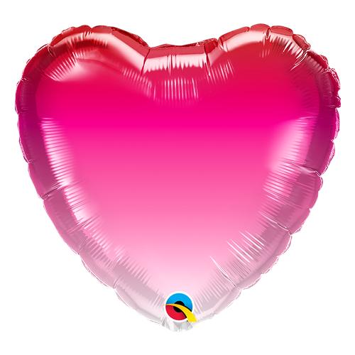 Qualatex 18 Inch Foil Heart Pink Ombre Balloon