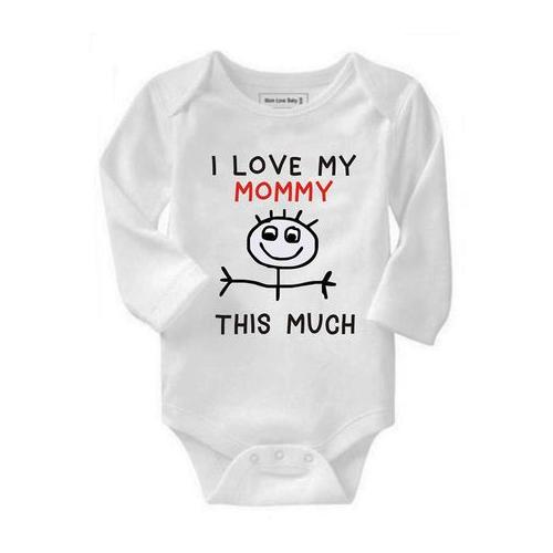 Qtees Africa I Love My Mommy This Much Long Sleeve Unisex Baby Grow