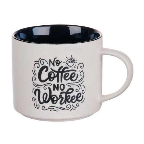 No Coffee No Workee Black And White Ceramic Mug