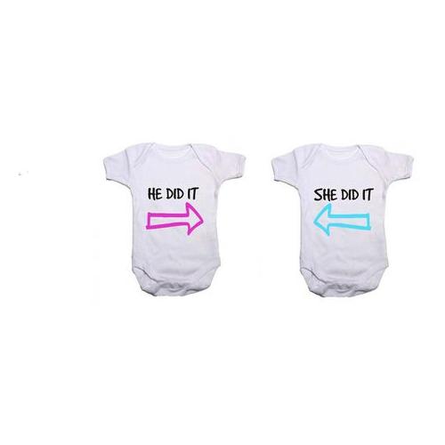 Noveltees ZA Unisex He Did It She Did It Twin Pack Baby Grows