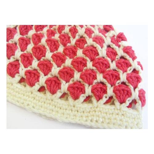 Crochet Merino Wool Babala Beanie In Pink And Beige