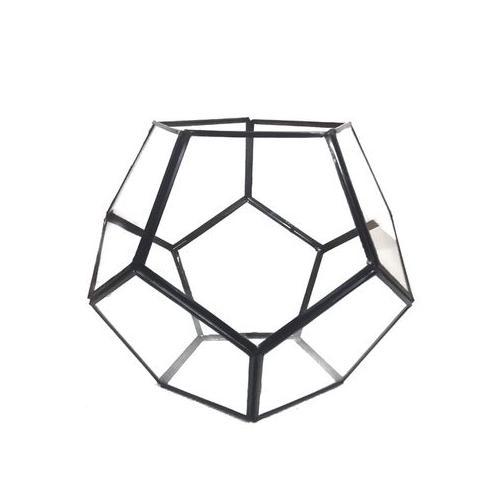 Decorative Geometric Glass Terrarium- Black Finish