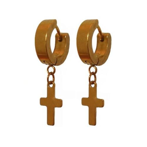 Unisex Gold Cross Earrings for Women and Men