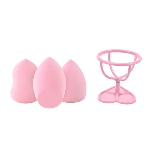 3 Piece Makeup Sponge Cosmetic Puff Egg with One Holder-Pink