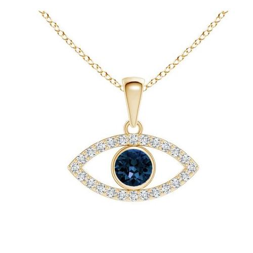Stella Luna Evil Eye Necklace with Swarovski Montana Crystal Gold