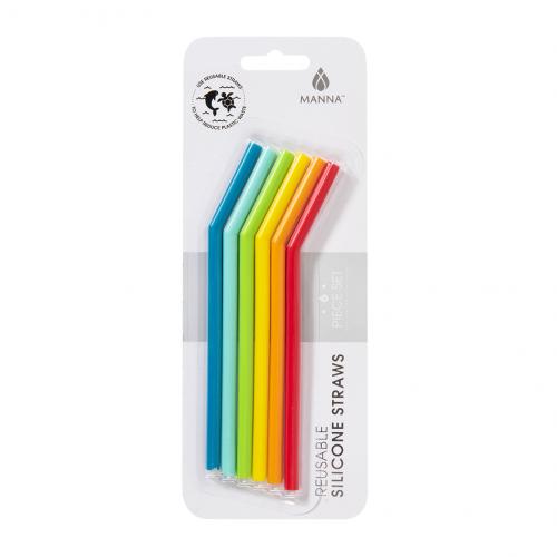 Manna Multicolour Silicone Straws 6 Pcs
