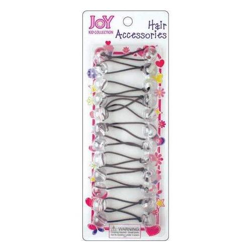 Joy - Ann16027 Twin Beads Ponytailers 12Ct Clear- 6 Pack