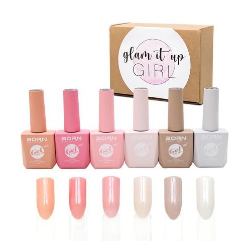 Glam It Up Girl/ UV Gel Nail Polish, Shades of Pink/Nude, 6 piece - Loyal