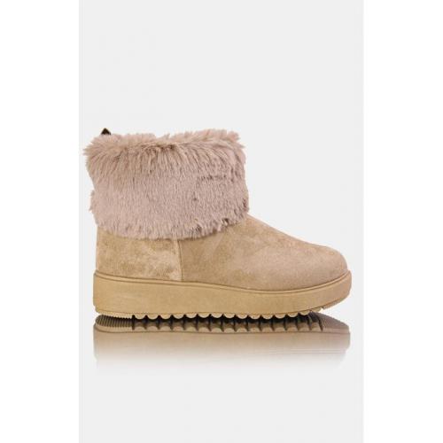 Ladies' Fluff Ankle Boots Taupe
