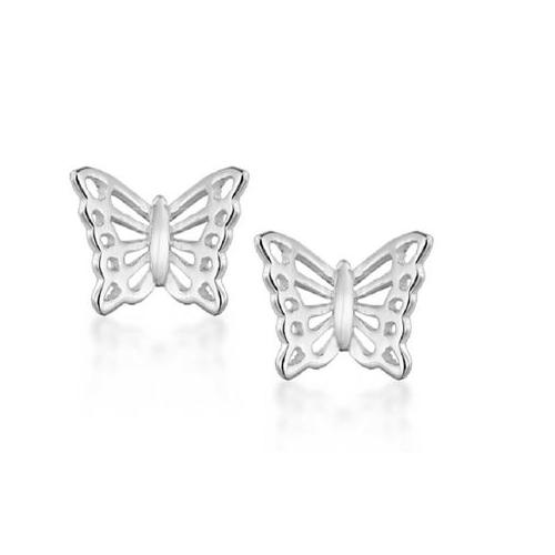 Solid Stainless Steel Stud Earrings - Butterfly