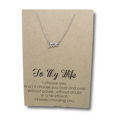 Stainless Steel Necklace On Message Card-To my Wife